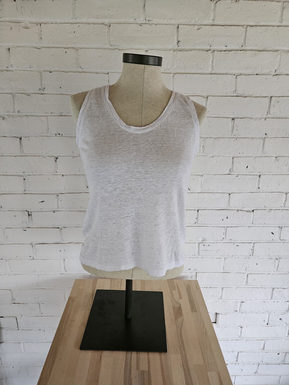 Mango 100% Linen White Sleeveless Top